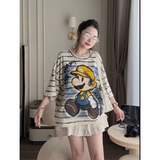 ÁO PHÔNG KẺ NGANG IN SUPER MARI0 - Be