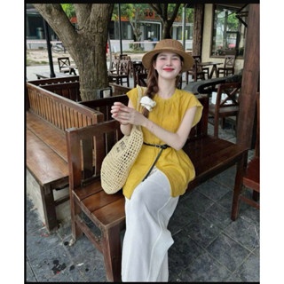 SET 3 MÓN VÀNG SÁT NÁCH QUẦN TRẮNG (kèm đai) - Vàng - L