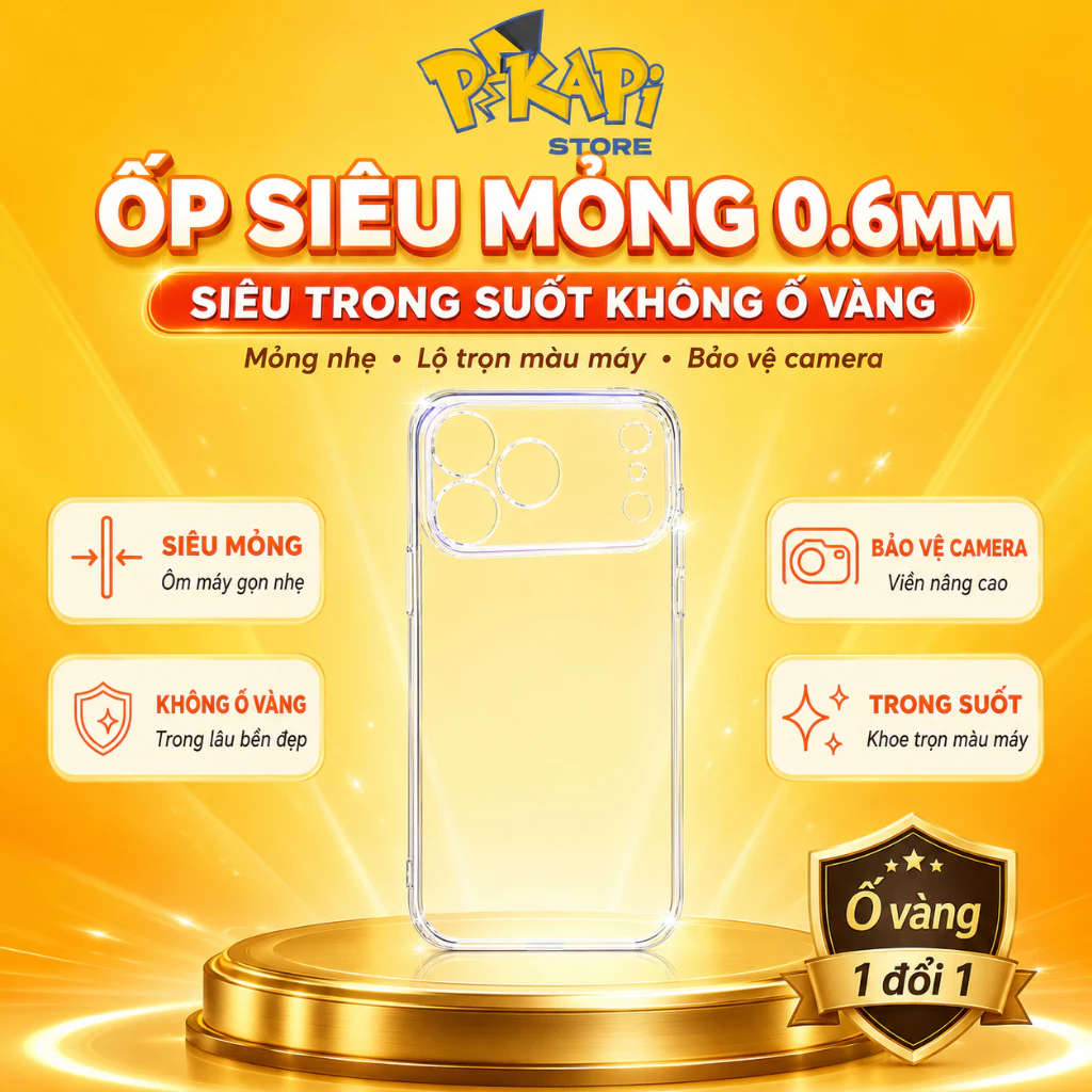 [Mỏng như dùng trần] Ốp lưng dành cho iPhone siêu trong suốt, nhựa cứng siêu mỏng, bảo vệ toàn diện