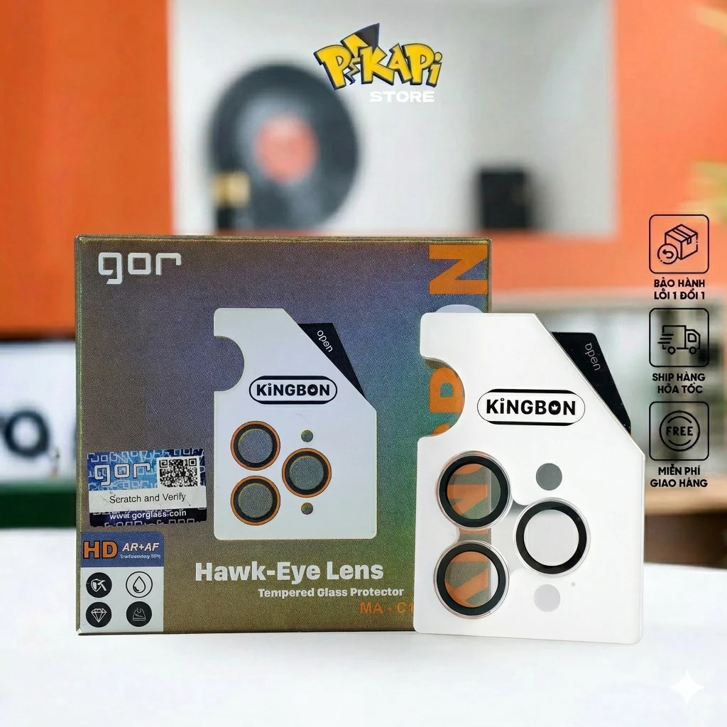 Dán bảo vệ Camera iPhone chính hãng GOR : kính cường lực dán camera chống xước, va đập, trong suốt cao cấp - Pikapi phụ