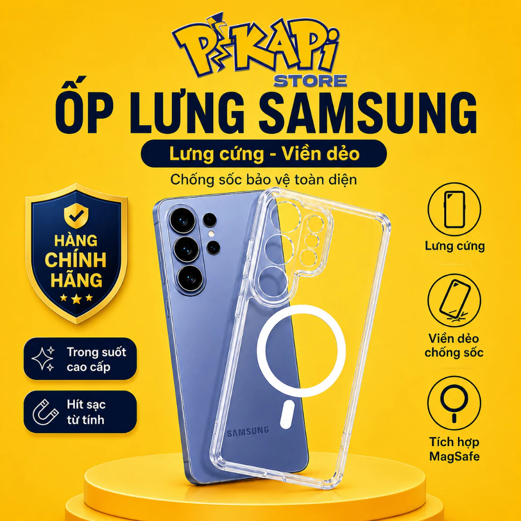 Ốp lưng TPU+PC SAMSUNG siêu trong suốt, che camera bảo vệ tuyệt đối, chống sốc, có vòng nam châm KINGBON