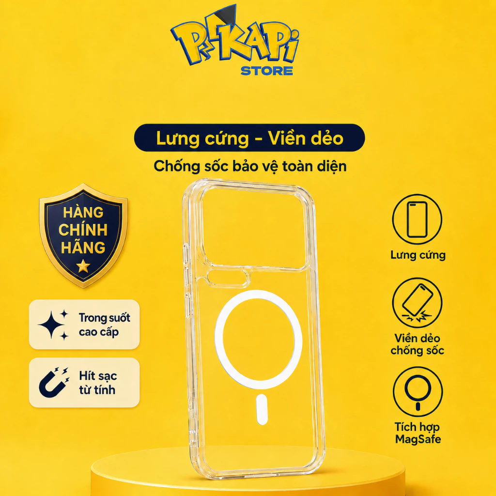 Ốp lưng TPU+PC dành cho XIAOMI siêu trong suốt, che camera bảo vệ tuyệt đối, chống sốc, có vòng nam châm KINGBON