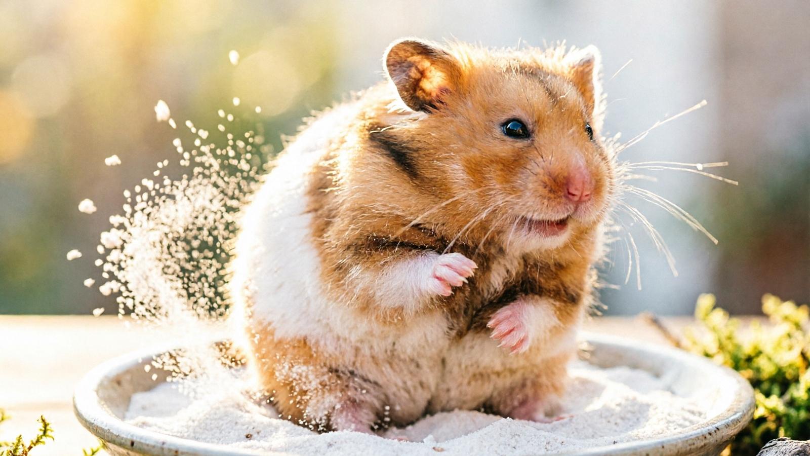 Hamster Bear Tạng To trong khay cát tắm chuyên dụng