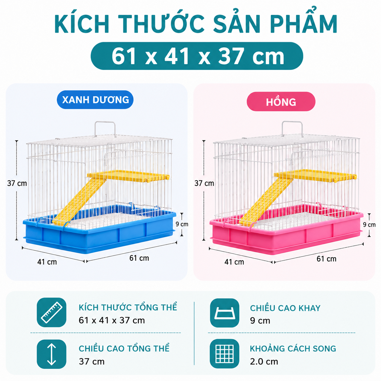 Chuồng Chuyên Dụng Cho Thỏ Và Bọ Ú 2 Tầng 61cm