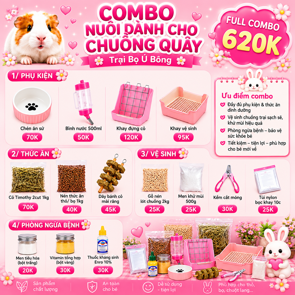 Combo Nuôi Dành Cho Chuồng Quây Cho Thỏ Và Bọ Ú