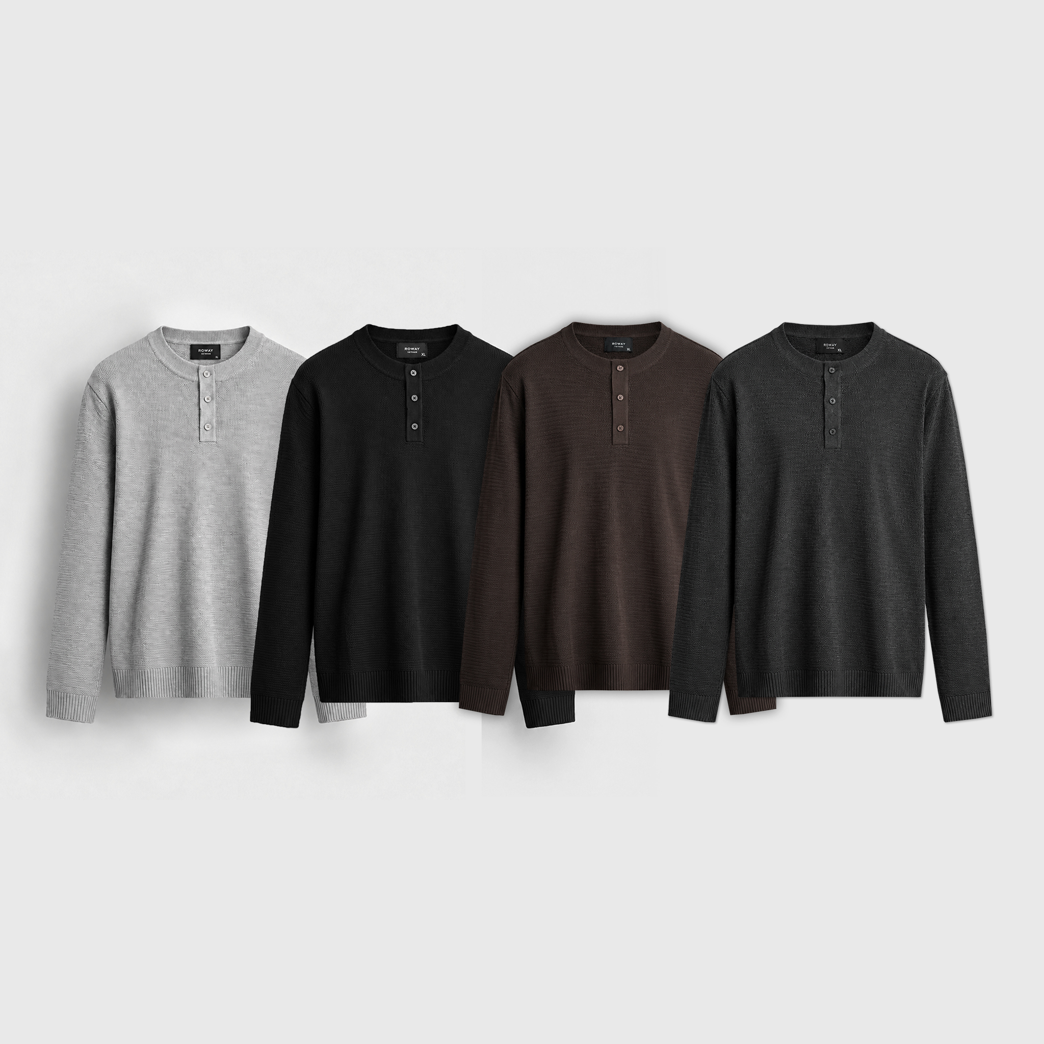 Áo len nam dài tay cổ henley