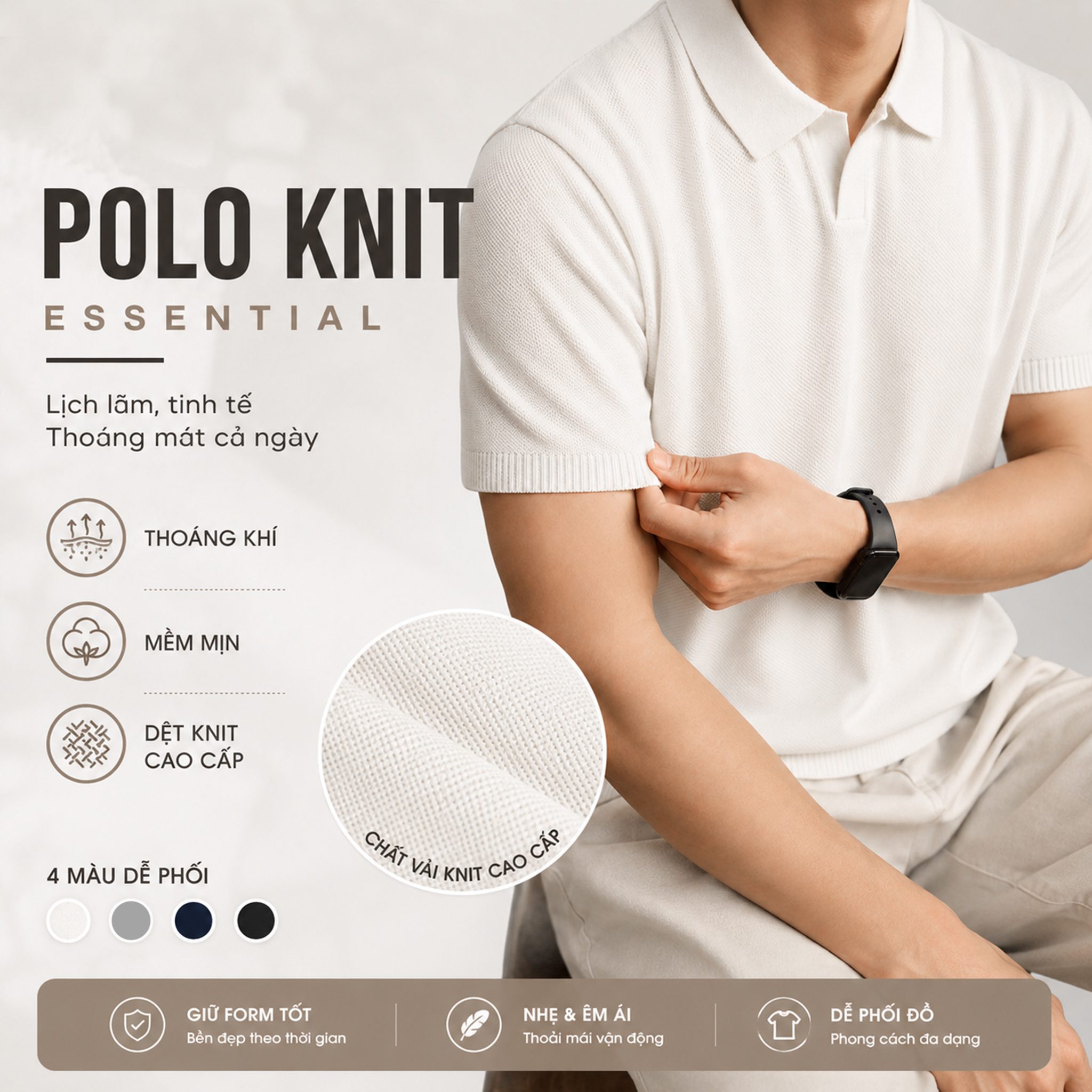 Áo polo len cổ V ver2