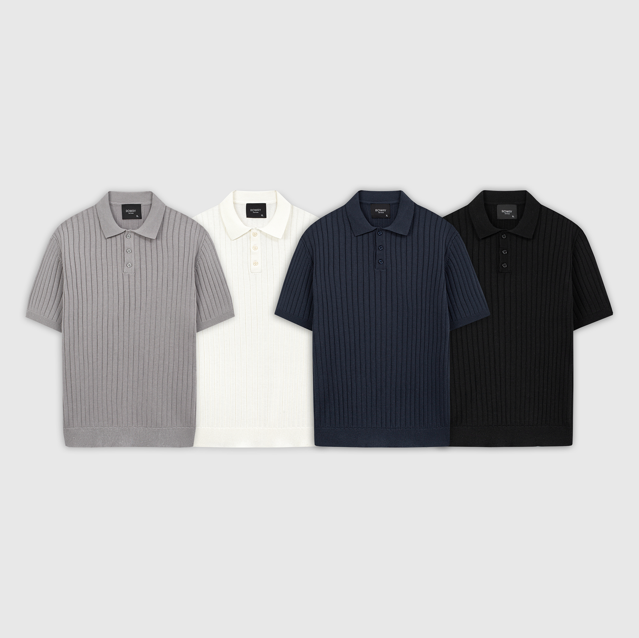 Áo polo len dệt kẻ