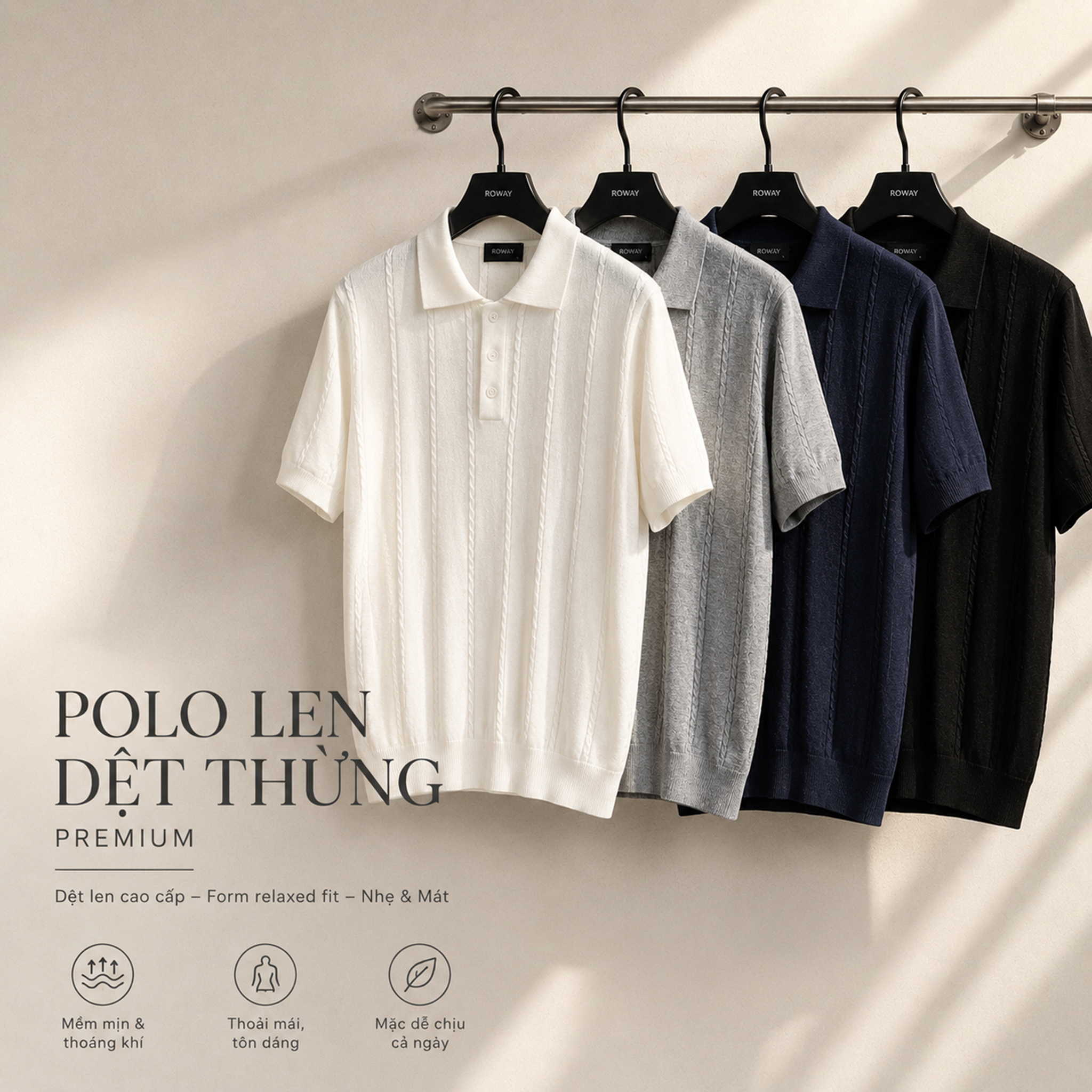 Áo polo len dệt thừng
