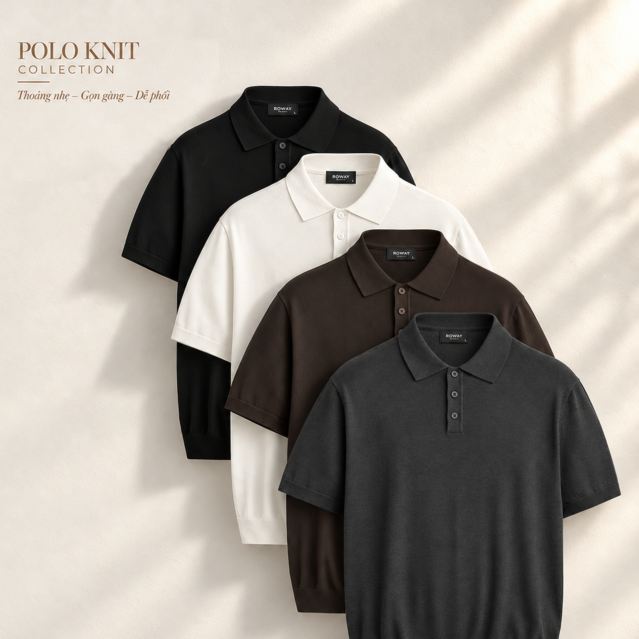 Áo polo dệt len nam phom suông