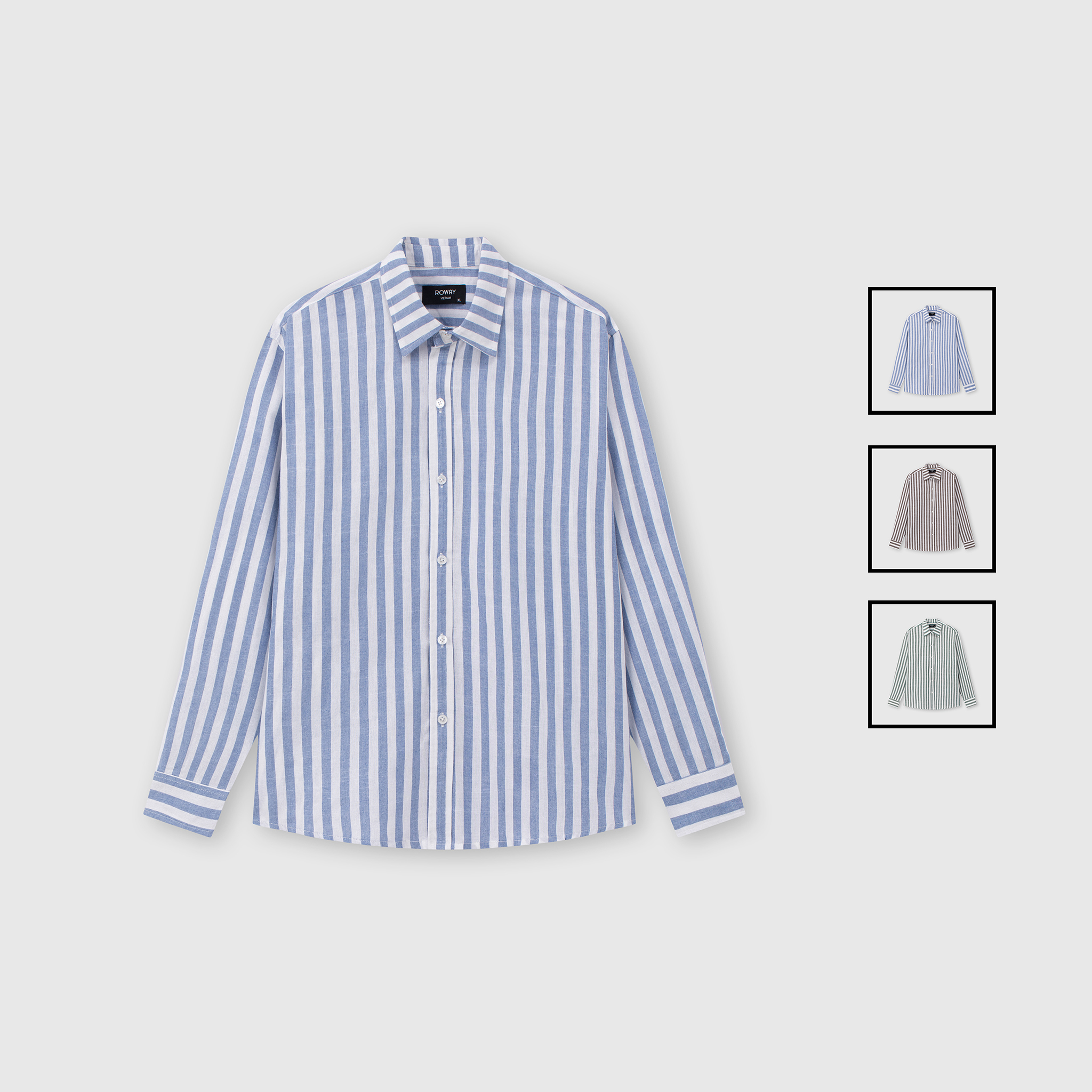Sơ mi dài tay linen kẻ
