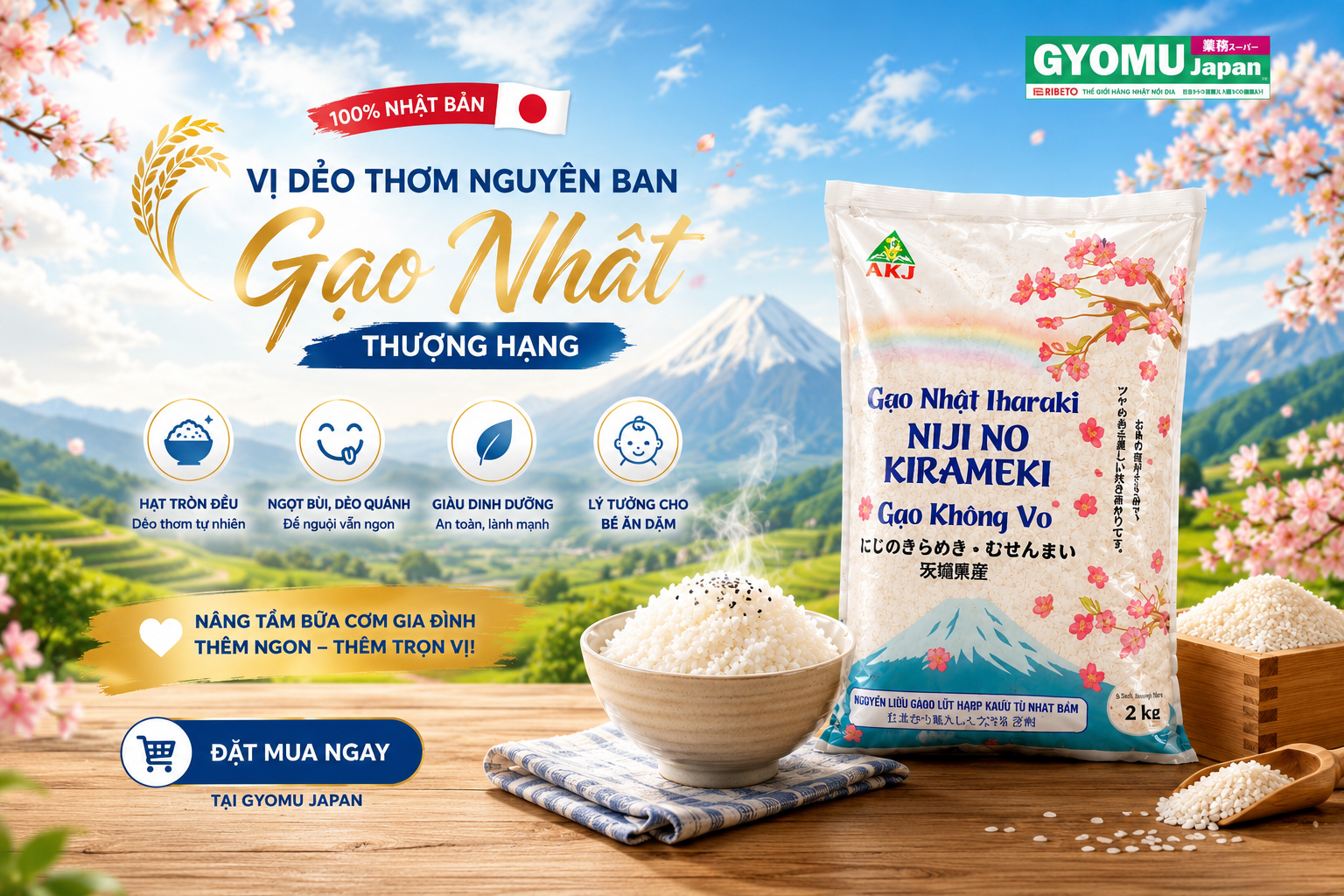 GẠO NHẬT THƯỢNG HẠNG - BÍ QUYẾT TẠO NÊN BỮA CƠM CHUẨN VỊ NHẬT