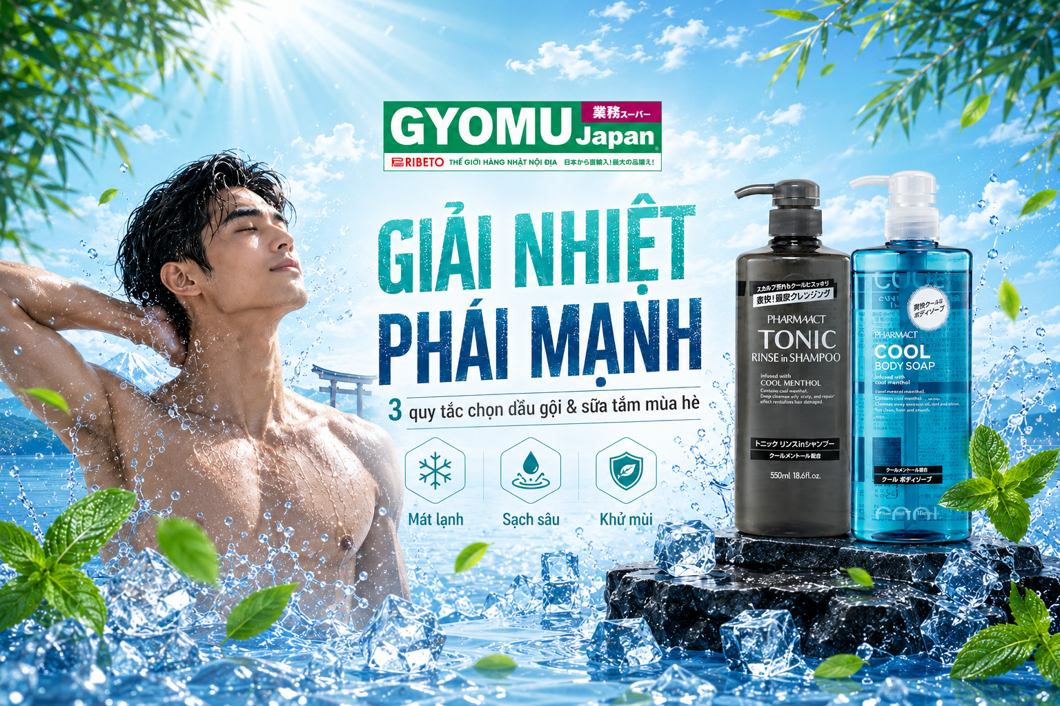 MÁT LẠNH NGÀY HÈ VỚI BỘ ĐÔI PHARMAACT NHẬT BẢN - GIẢI PHÁP LÀM SẠCH SAU, KHỬ MÙI CHO NAM GIỚI