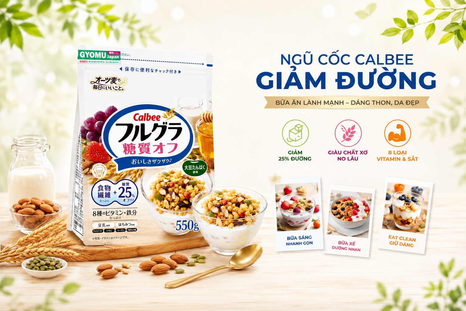 MUỐN EO THON GỌN? ĐỪNG NHỊN ĂN SÁNG, HÃY CHỌN NGŨ CỐC CALBEE