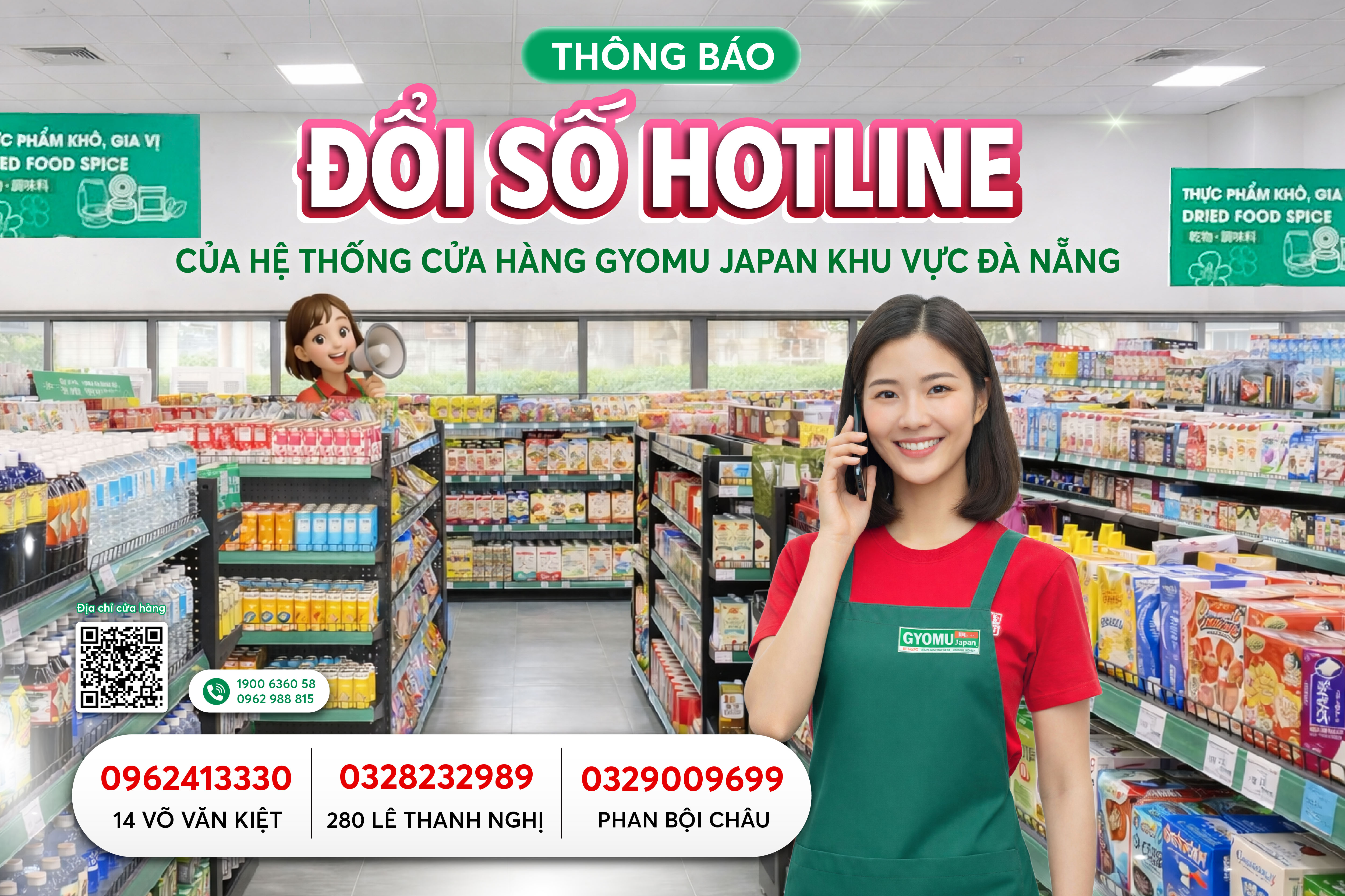 THÔNG BÁO ĐỔI SỐ HOTLINE CỬA HÀNG GYOMU JAPAN ĐÀ NẴNG