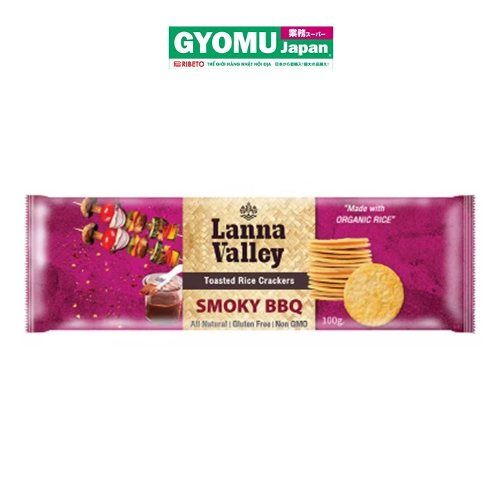 LANNA VALLEY_Bánh gạo vị BBQ xông khói hữu cơ 100g