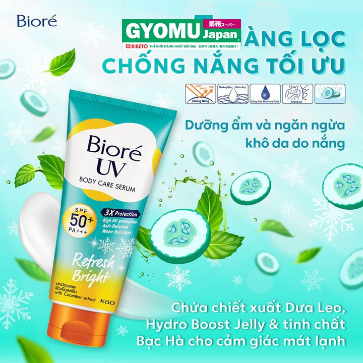 BIORÉ_ Serum chống nắng dưỡng thể sáng mịn mát lạnh 150ml