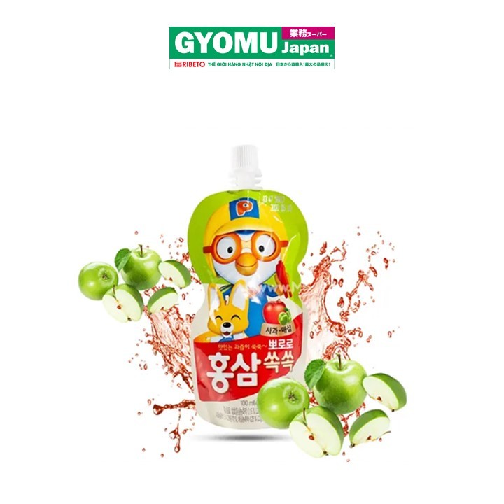PORORO_Nước hồng sâm Pororo vị táo 100ml