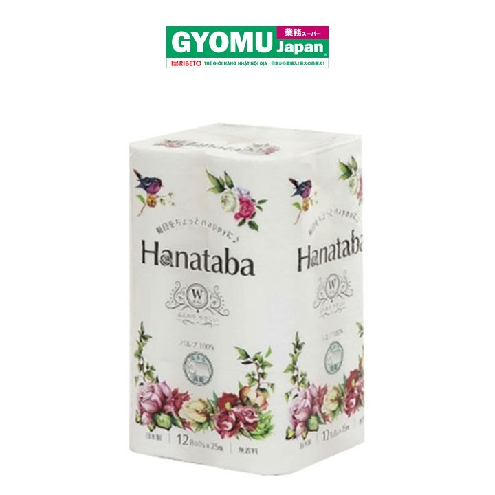 MARUTOMI_Giấy vệ sinh Hanataba 2 lớp 25m/cuộn *12