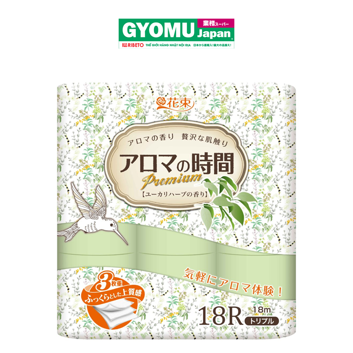 MARUTOMI_Giấy vệ sinh 3 lớp hương khuynh diệp thảo mộc 18m/cuộn *18
