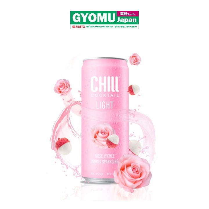 GOODY_Nước trái cây lên men Chill Cocktail vị vải và hoa hồng 330ml