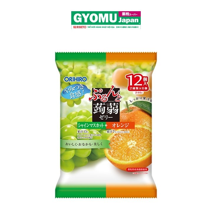 ORIHIRO_Thạch vị nho xanh và cam 12P 240g
