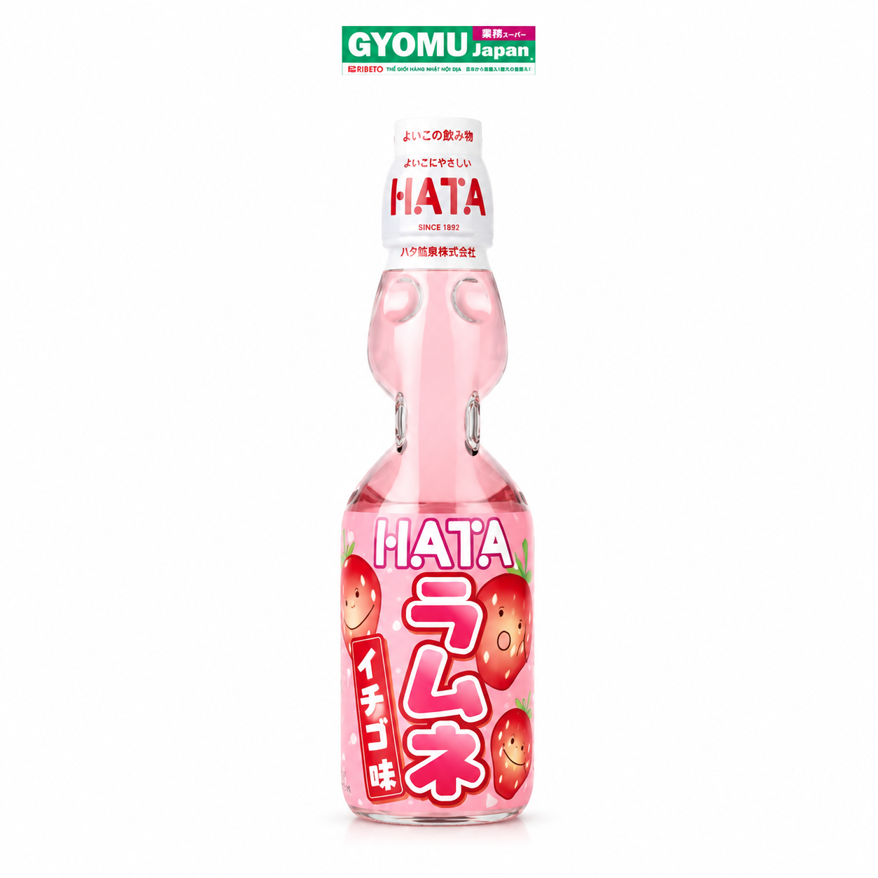 HATA FOODS_Nước ngọt có ga Ramune vị dâu 200ml
