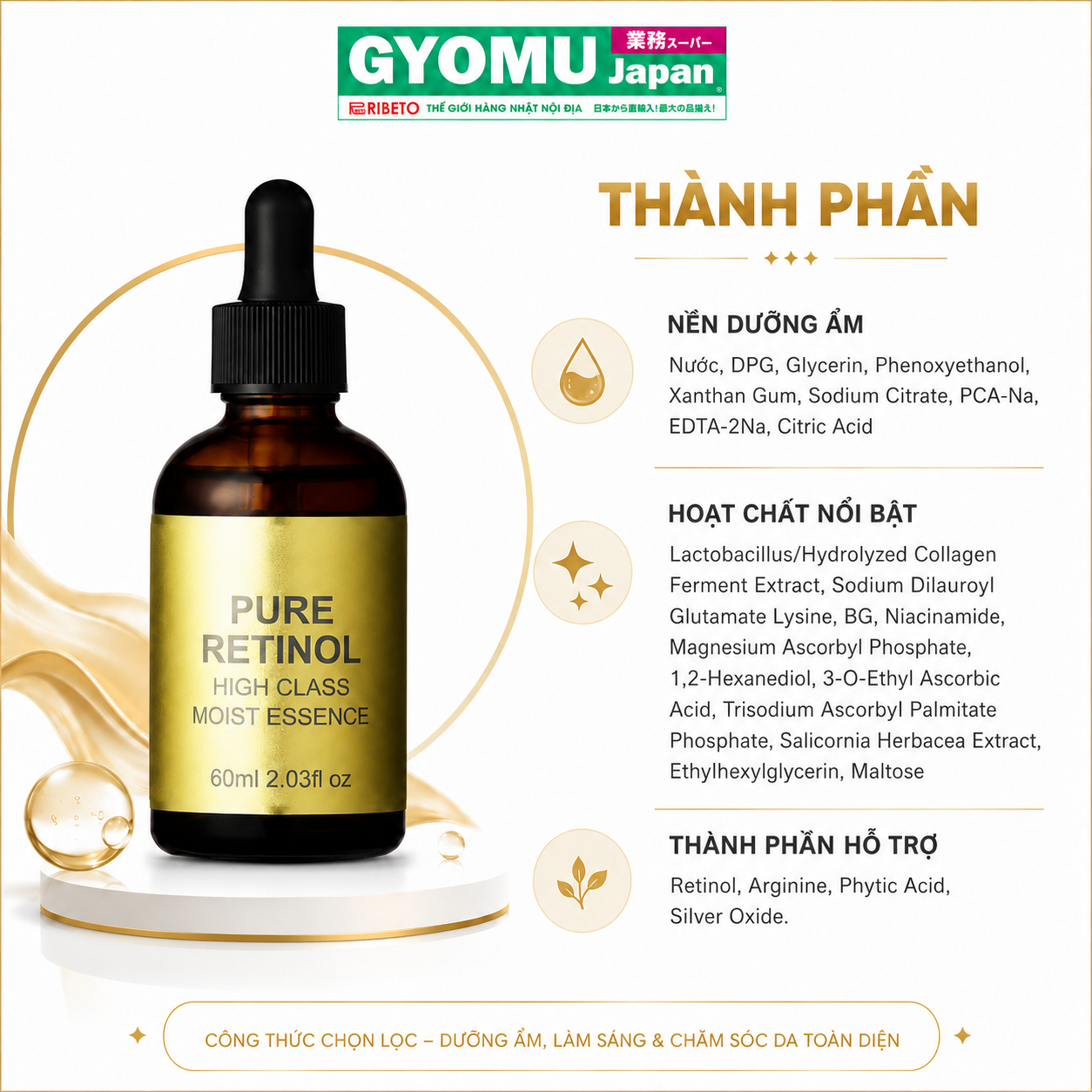 HIGH CLASS _Tinh chất dưỡng ẩm Pure Retinol (High Class Pure Retinol High Class Moist Essence) 60ml