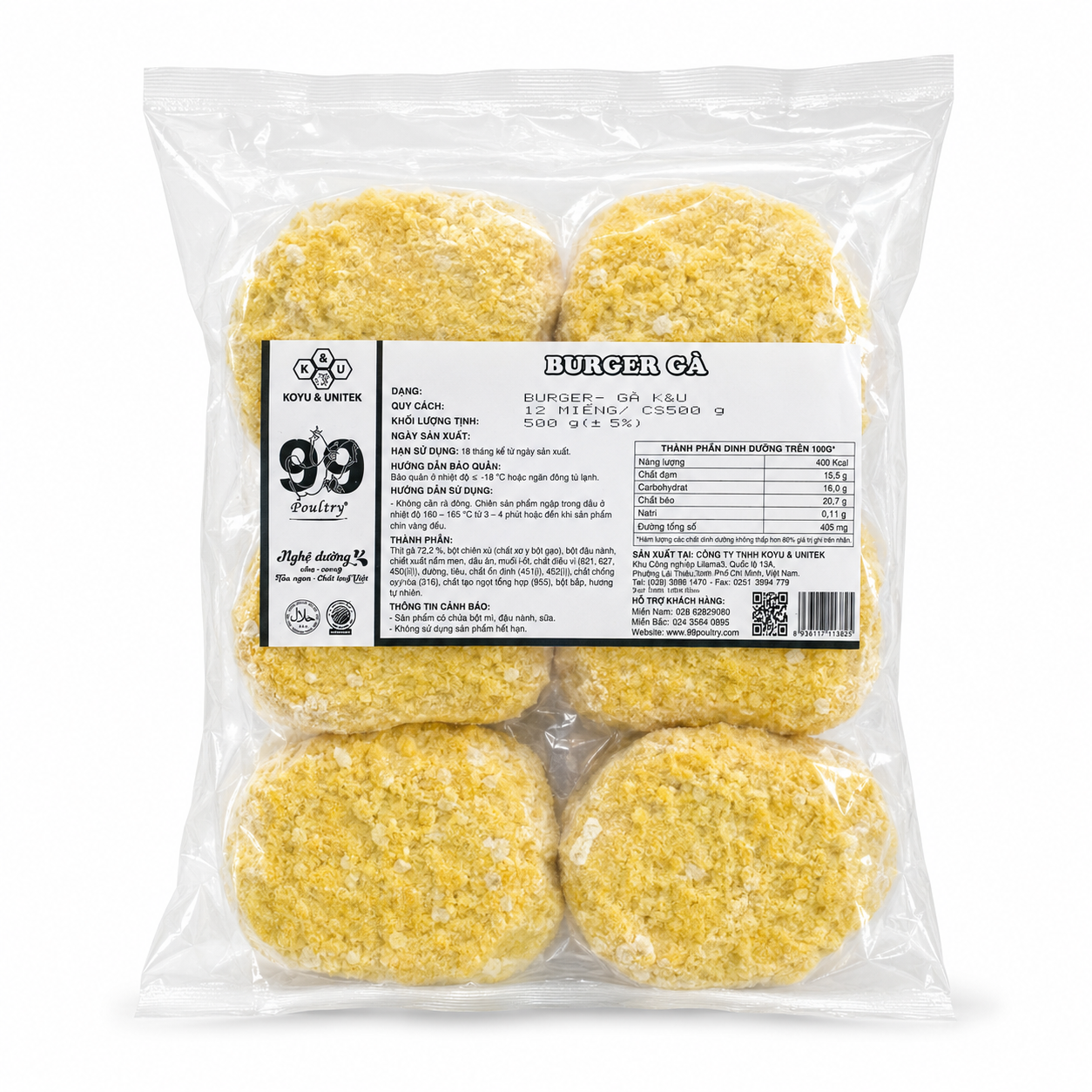 K&U_Burger gà 12P 550g