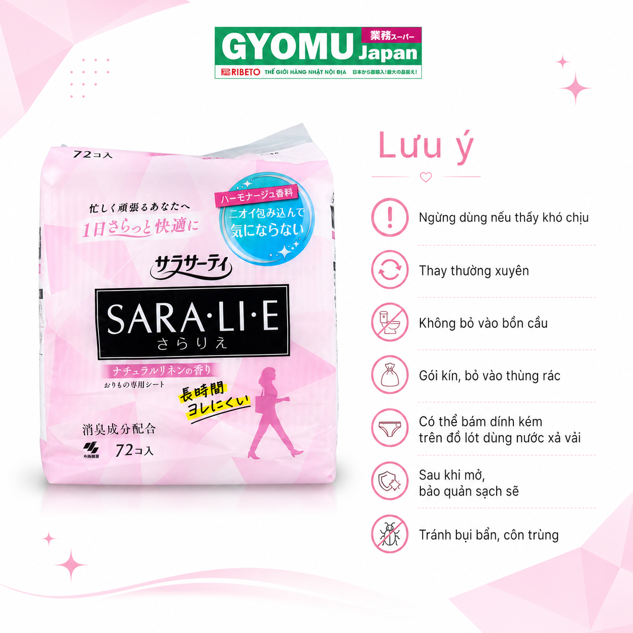 KOBAYASHI_Băng vệ sinh SARALIE hàng ngày hương vải lanh tự nhiên 72P