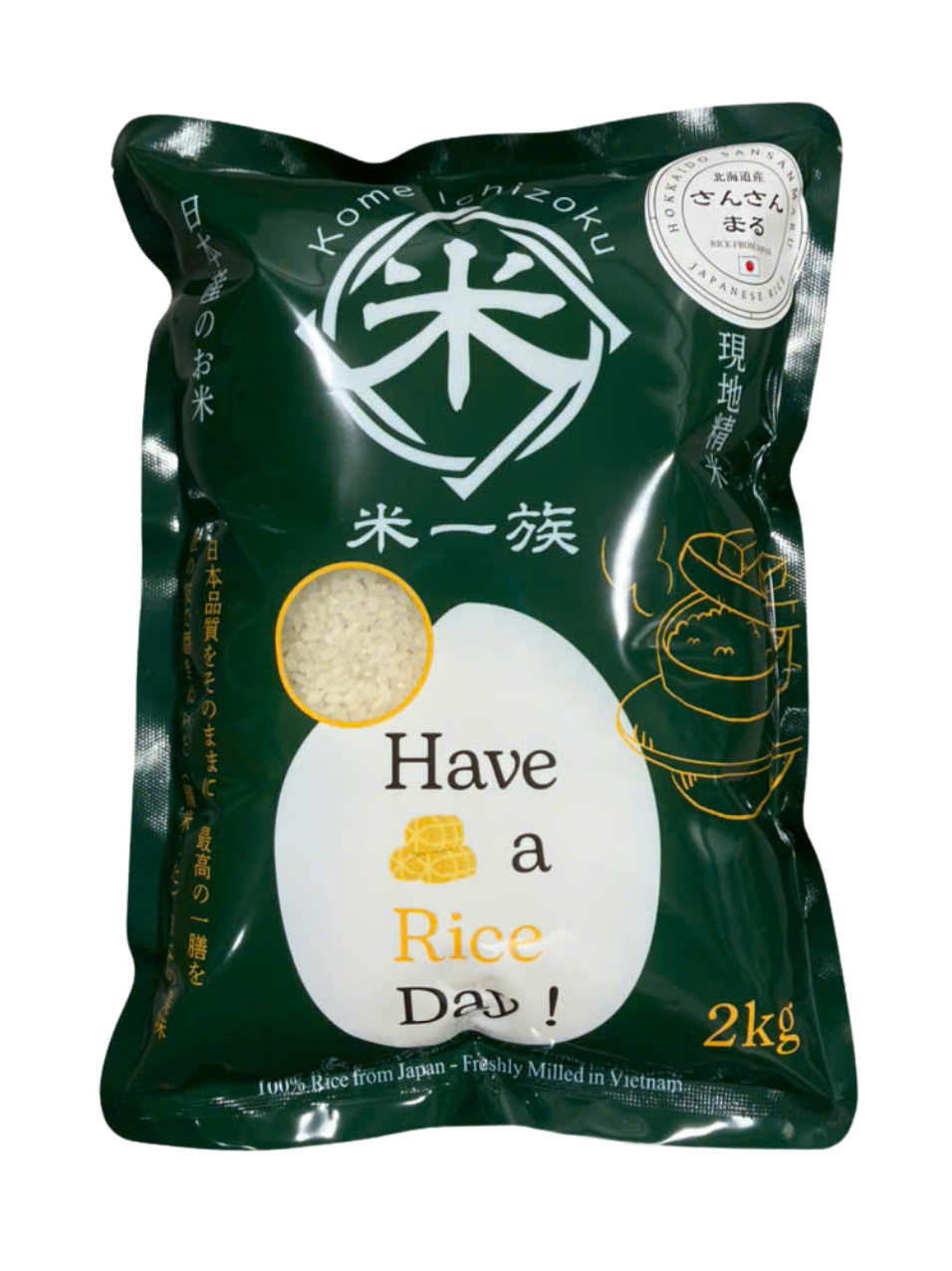 KOME ICHIZOKU_Gạo trắng Nhật Hokkaido Nanatsuboshi 2kg