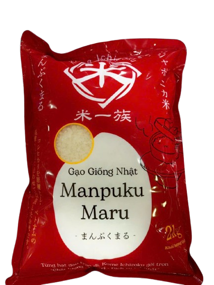 KOME ICHIZOKU_Gạo trắng giống Nhật Manpuku Maru 2kg