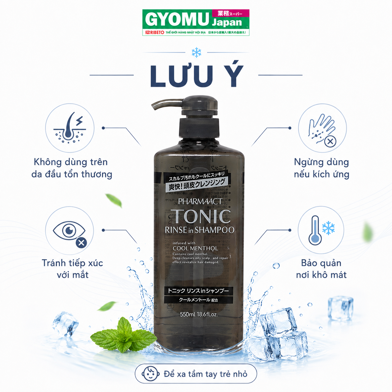 KUMANO_ Dầu gội xả Kumano Pharmaact Tonic (Kumano Pharmaact Tonic Rinse In Shampoo) 550ml