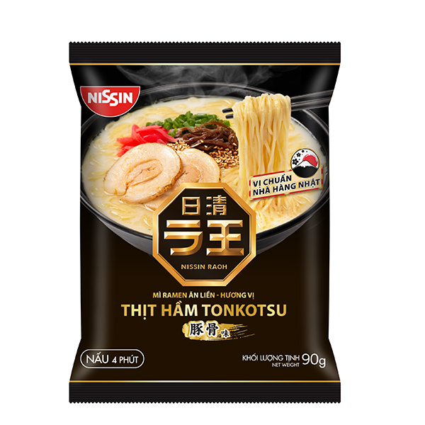NISSIN ROAH_Mì ramen ăn liền hương vị thịt hầm tonkotsu 90g