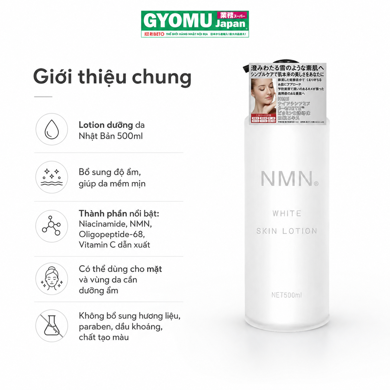 NMN_Sữa dưỡng trắng da (NMN White Skin Lotion) 500ml