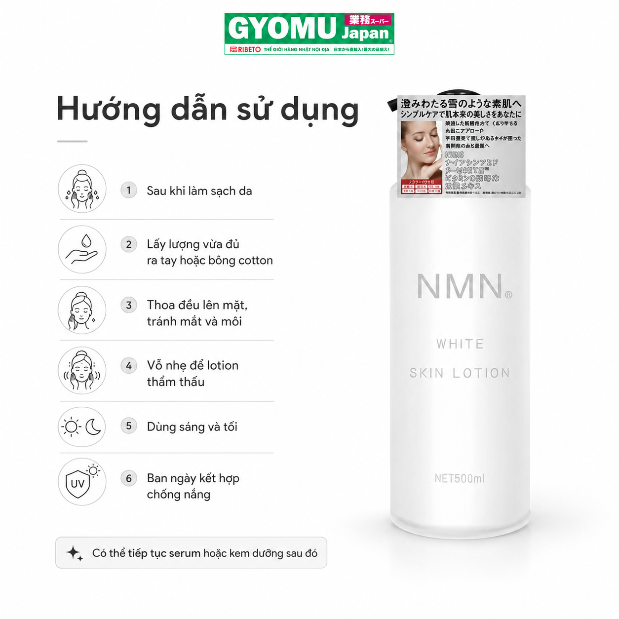 NMN_Sữa dưỡng trắng da (NMN White Skin Lotion) 500ml
