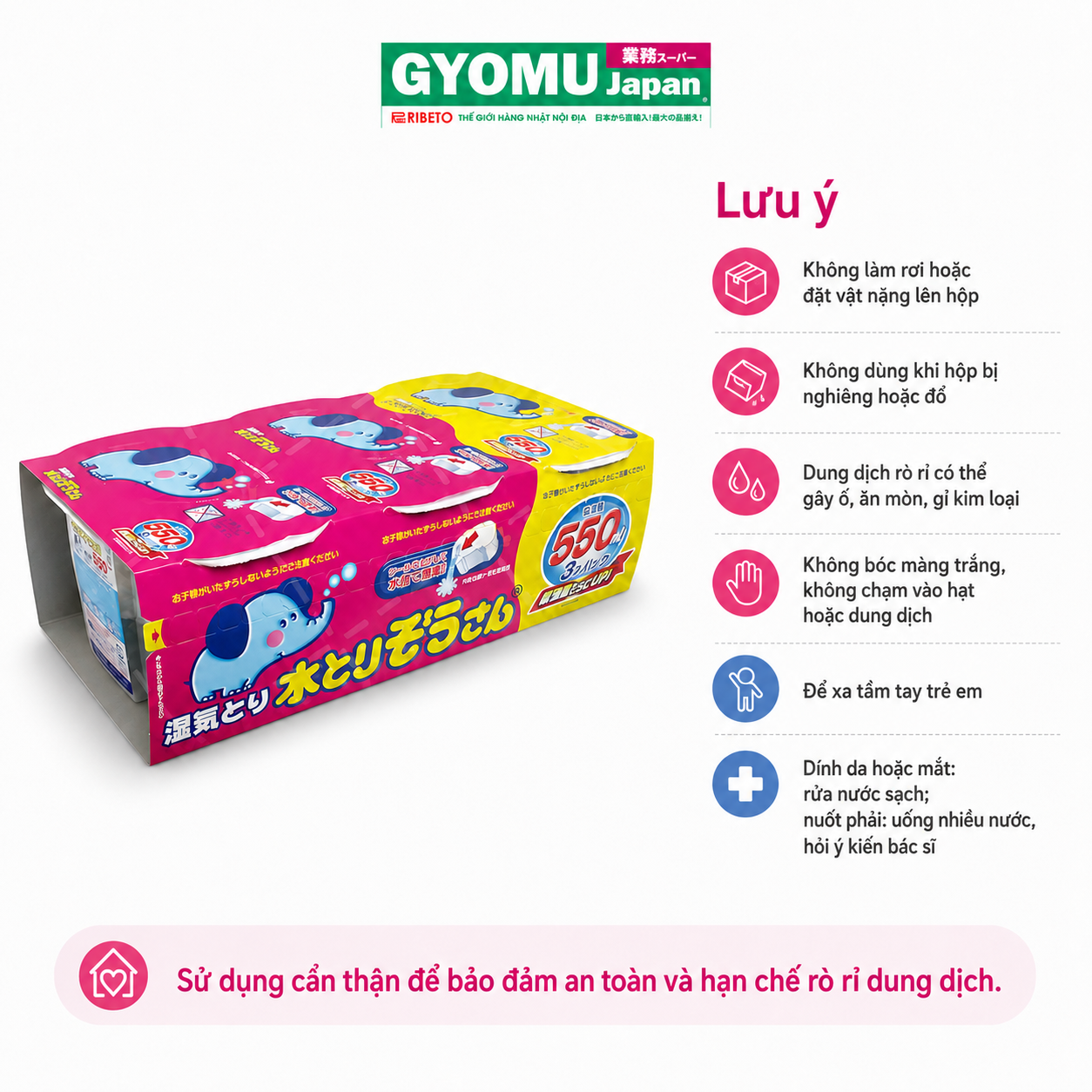 OKAMOTO_Set 3 Hộp hút ẩm (Dạng hạt-TP: Calcium chloride, chất khử mùi, chất chống mốc) 550ml
