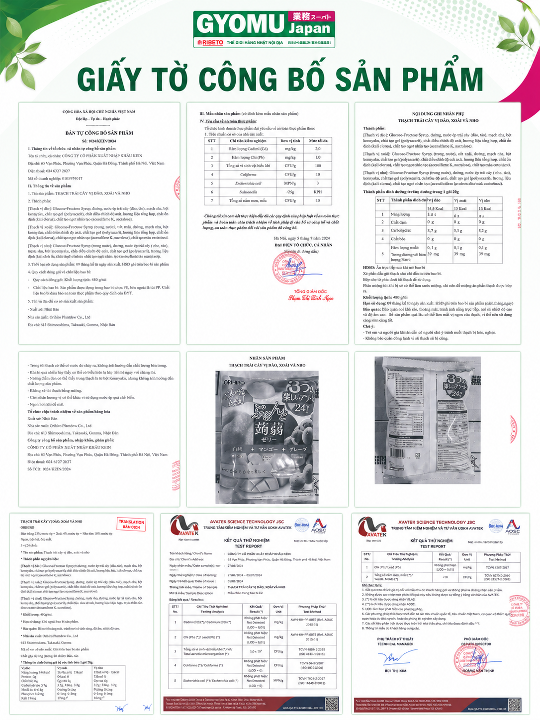 ORIHIRO_Thạch mix 3 vị đào trắng, xoài, nho 480g