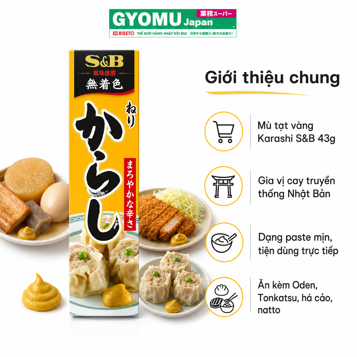 S&B_Mù tạt vàng Karashi dạng tuýp 43g