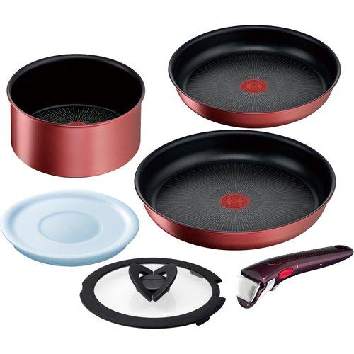 T-FAL_Bộ nồi chảo 6 món không dùng điện, chất liệu chính hợp kim nhôm (1 chảo 22cm; 2 chảo 26cm;1 nồi:18cm;1 nắp thủy tinh:18cm;1 nắp đậy kín:18cm;1 tay cầm)
