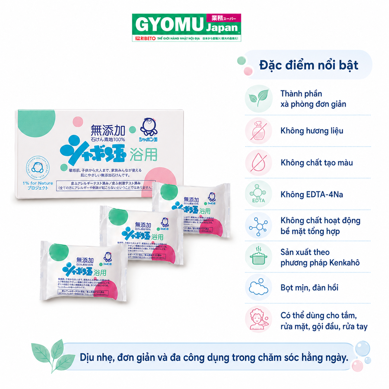 SHABONDAMA SOAP_Set xà phòng tắm (Shabondama Soap Shabondama Bath Soap ) 100g