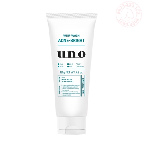 UNO_SRM cho nam tạo bọt chăm sóc da mụn 130g
