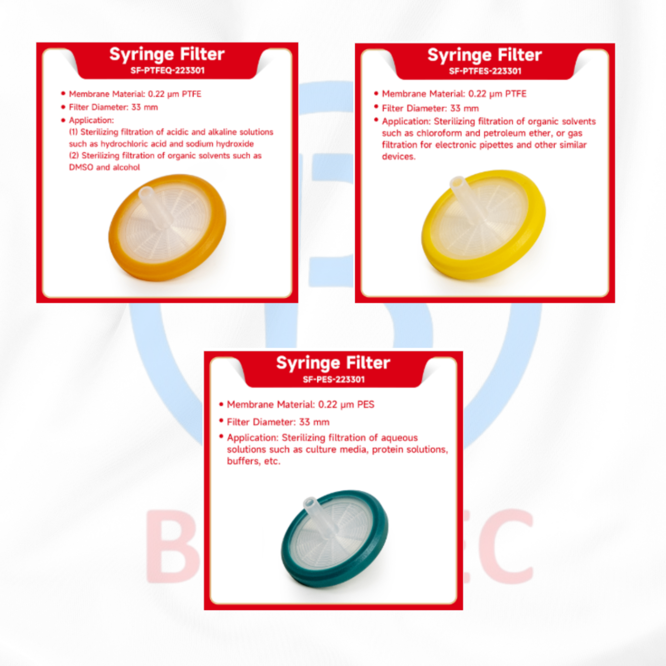 Lọc bơm tiêm vô trùng (Syringe filter) 0.22/0.45um, PES/PTFE