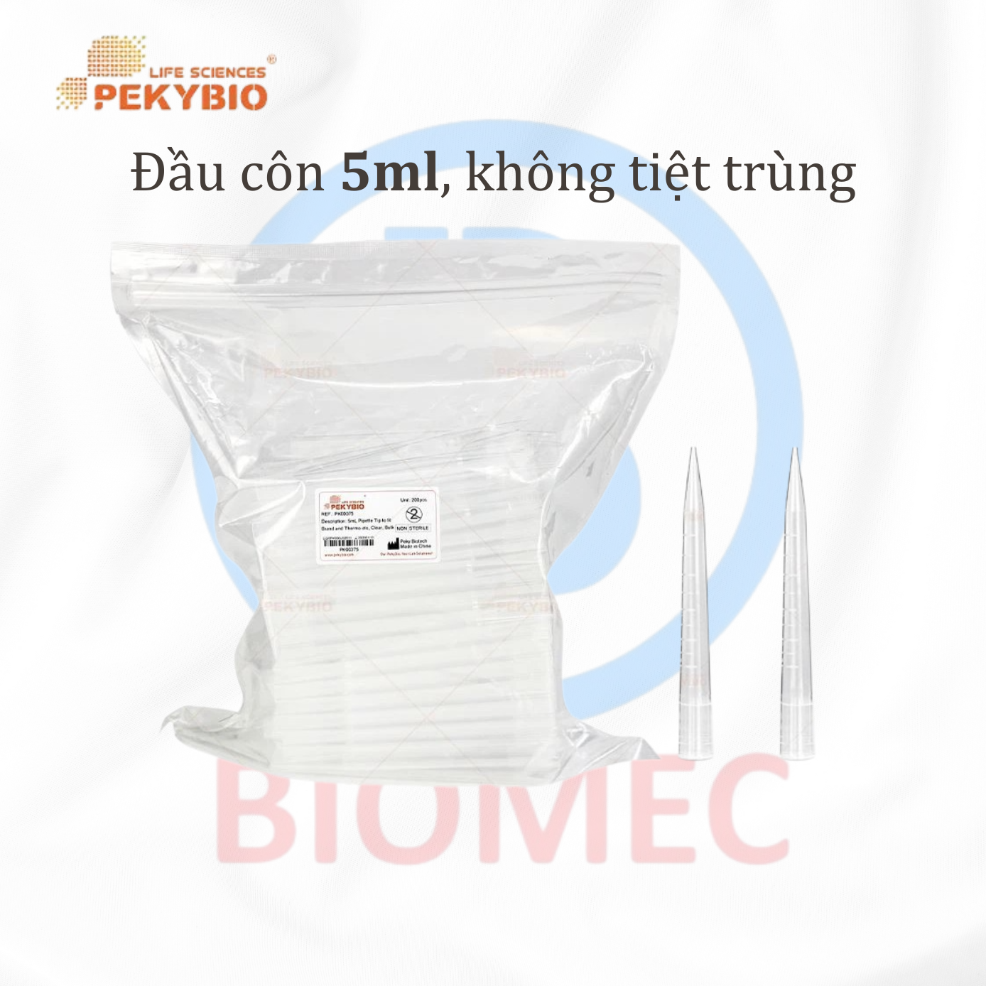 Đầu côn 5ml, không tiệt trùng, không lọc
