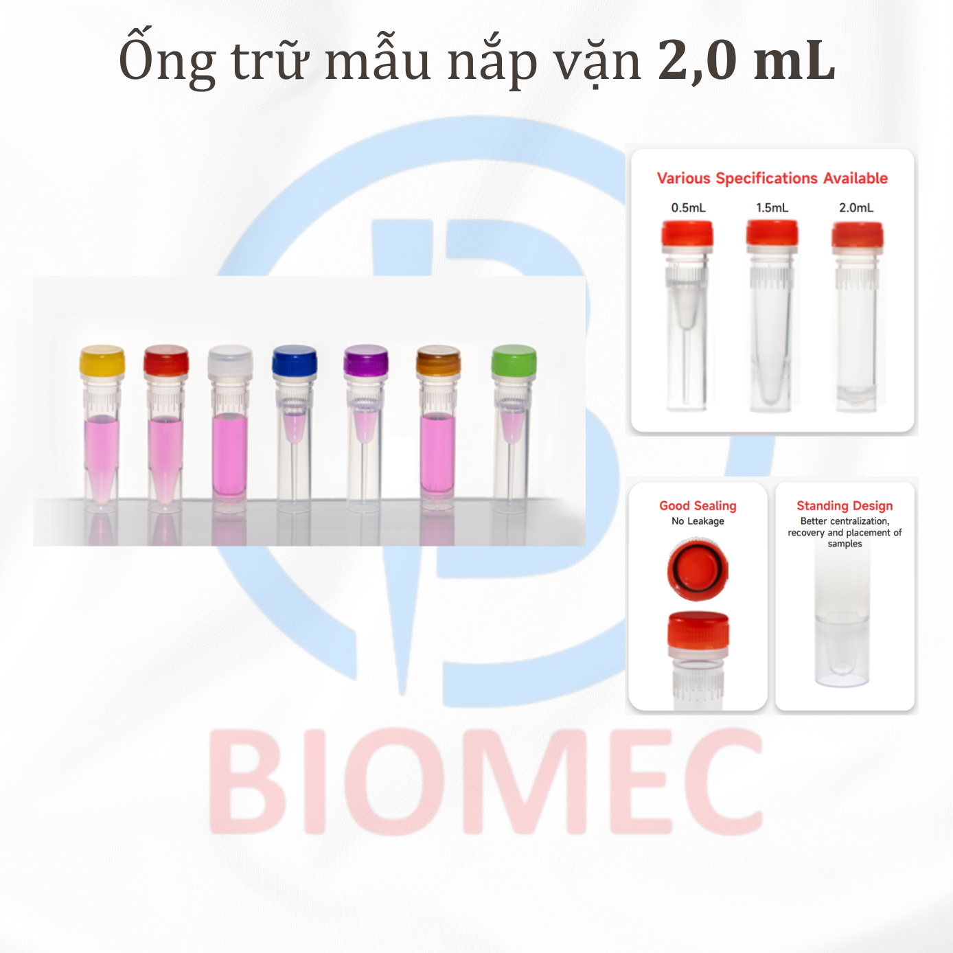 Ống trữ mẫu nắp vặn có đệm cao su 2,0 mL