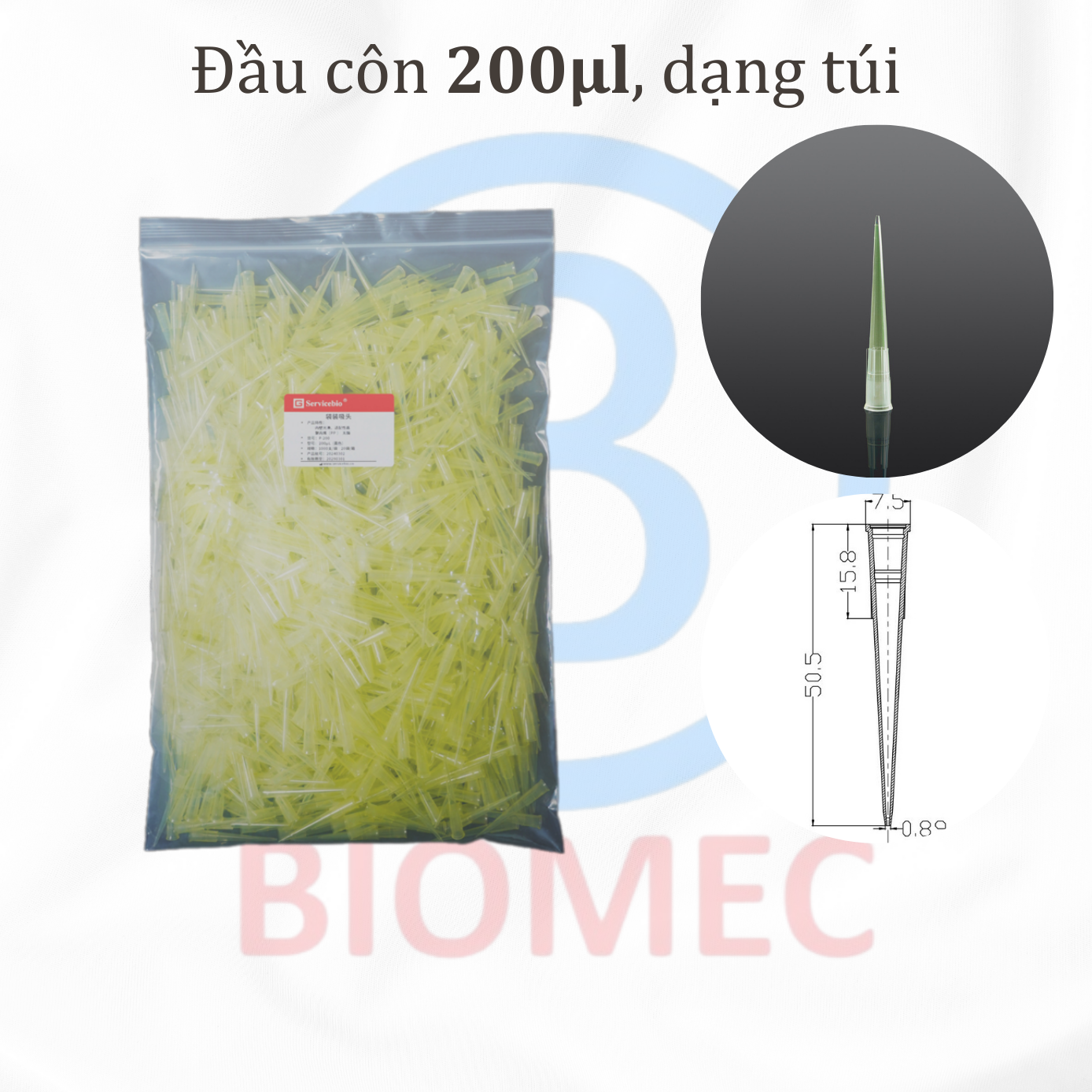 Đầu côn (pipet tip), dạng túi
