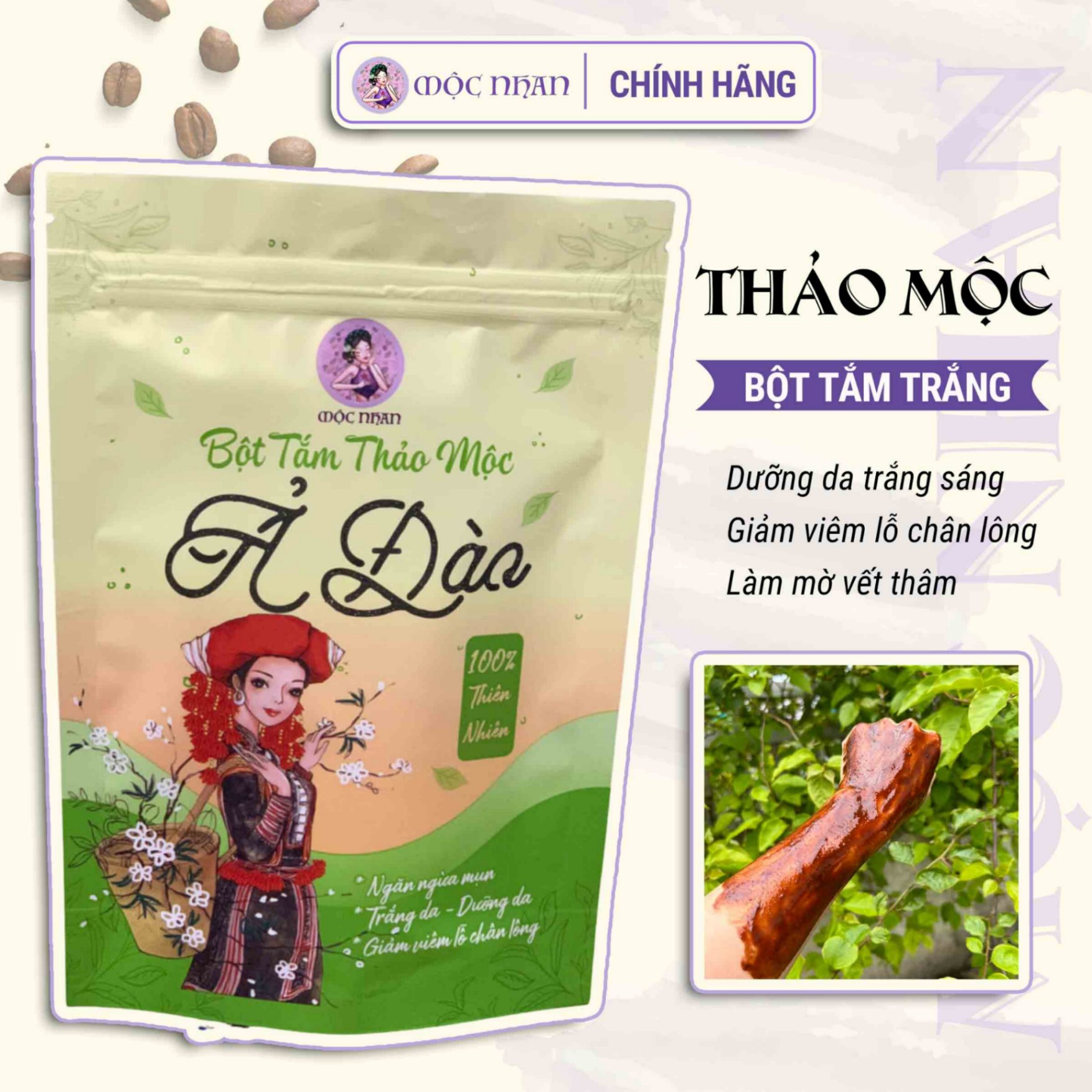 Bột tắm trắng thảo mộc Mộc Nhan 300gr