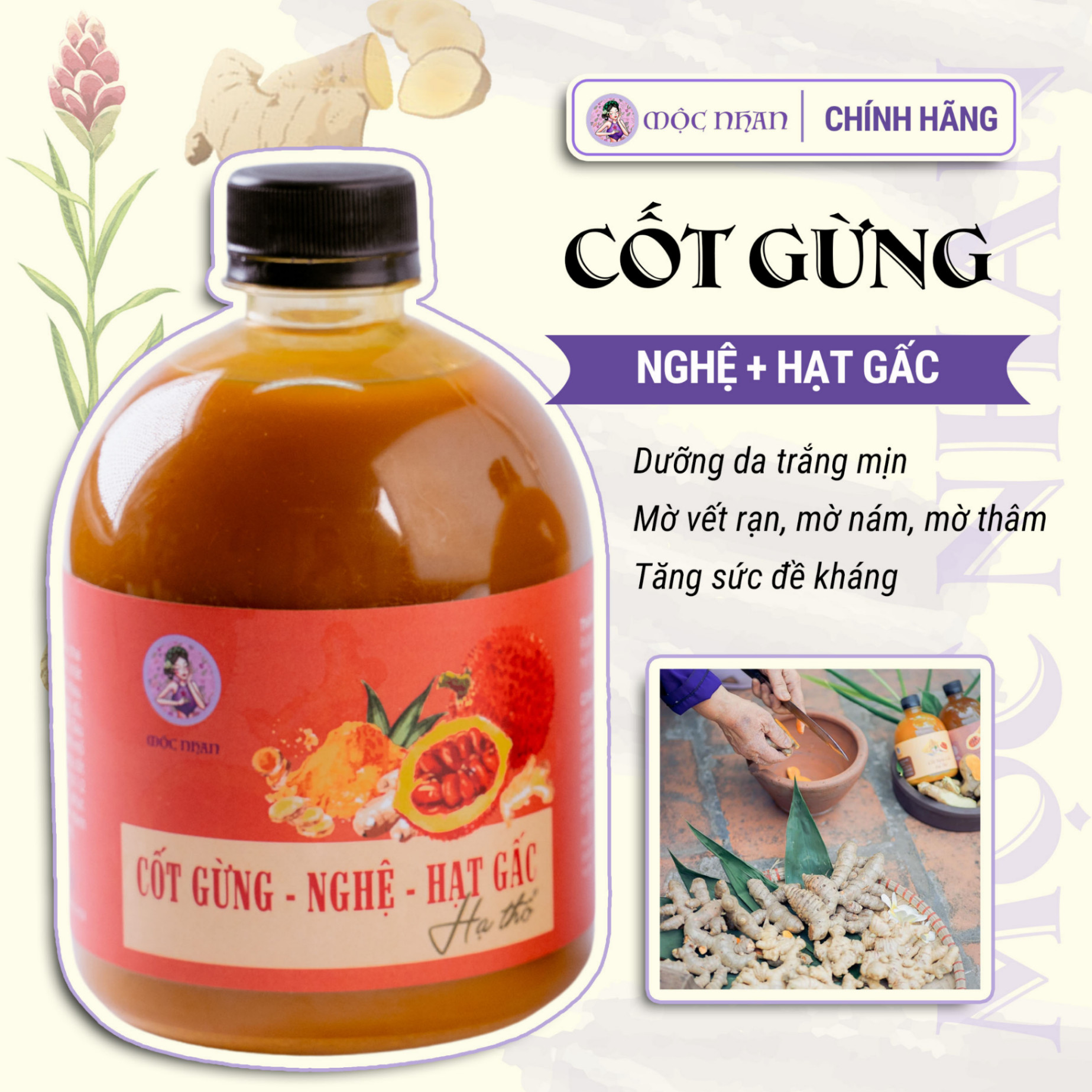 Cốt gừng nghệ gấc hạ thổ body Mộc Nhan