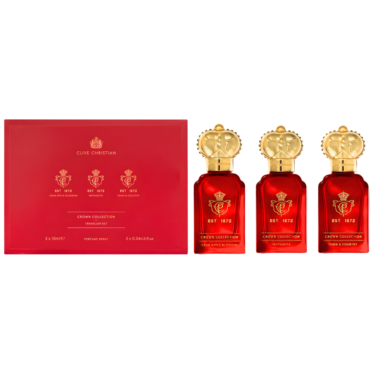 Clive Christian Crown Traveller Set - 3 x 10ml (Crab Apple Blossom + Matsukita + Town & Country)
