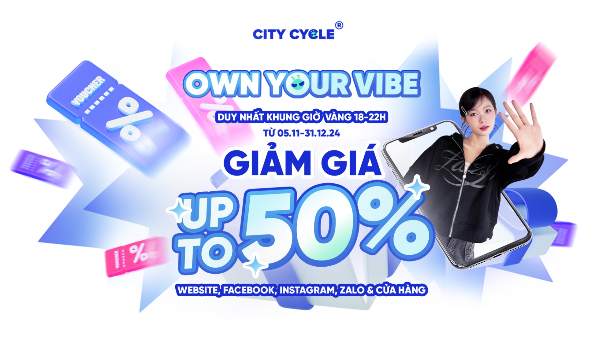 RẺ VÔ ĐỊCH LÊN TỚI 50% VỚI CHƯƠNG TRÌNH GIỜ VÀNG “OWN YOUR VIBE” CỦA CITY CYCLE